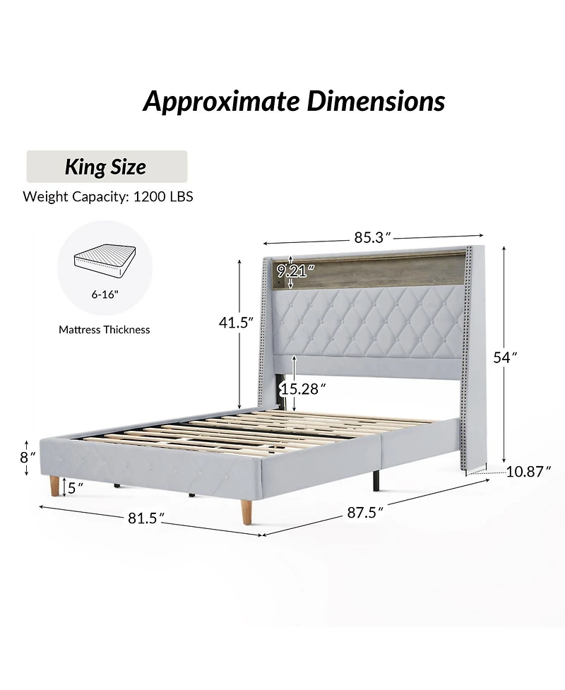 Hulala Home Dimas Modern 81.5" Bed with Storage Compartments