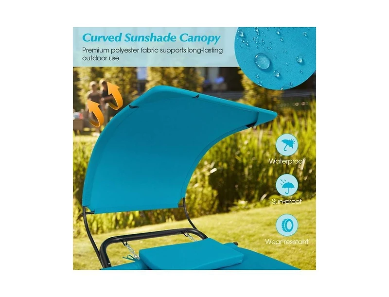 Slickblue Outdoor Hammock Chaise Lounge Chair Cot with Canopy and Storage Bag