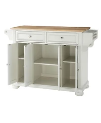 Kitchen Storage Cart with Wood Top – Freestanding Island Cabinet for Extra Counter Space & Organization