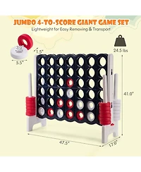 Gymax Giant 4 in A Row Jumbo 4-to-Score Game Set Kids Adults w/ 42 Jumbo Rings