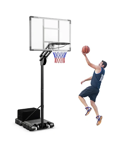 Gymax Portable Basketball Hoop System 4.9-10 Ft Adjustable w/ Weight Bag Wheels Outdoor
