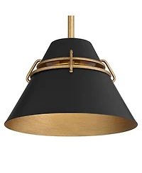 Possini Euro Design Curry 10" Modern Industrial Pendant Ceiling Light Fixture Dining Room Over Table Kitchen Island Foyer Hanging Black Gold Finish Me