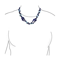 Bling Jewelry Long Wrap Around Layer Blue Shades Natural Aqua Quartz Blue Lapis Black Onyx Ball Bead Strand Necklace 40 Inch