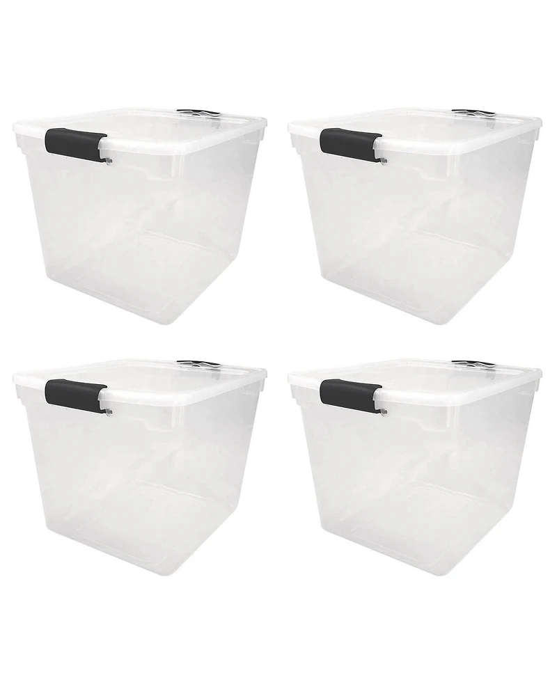 Homz Secure Latch Large Clear Stackable Storage Container Bin, 31 Quart, 4 Count