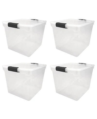 Homz Secure Latch Large Clear Stackable Storage Container Bin, 31 Quart, 4 Count