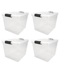 Homz Secure Latch Large Clear Stackable Storage Container Bin, 31 Quart, 4 Count