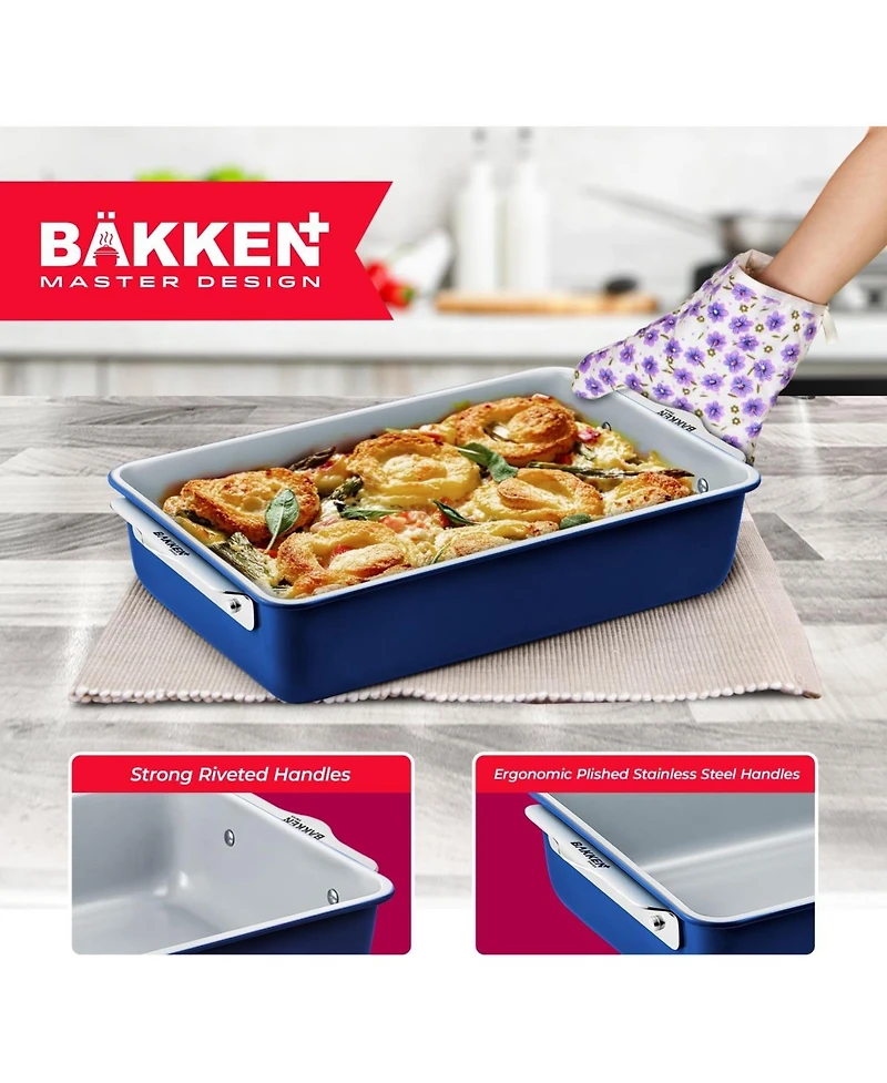 Bakken 8-Piece Stackable Bakeware Set - Ceramic Non-Stick Coating, Baking Sheets, Assorted Baking Pans, Ptfe, Pfoa & Pfos Free