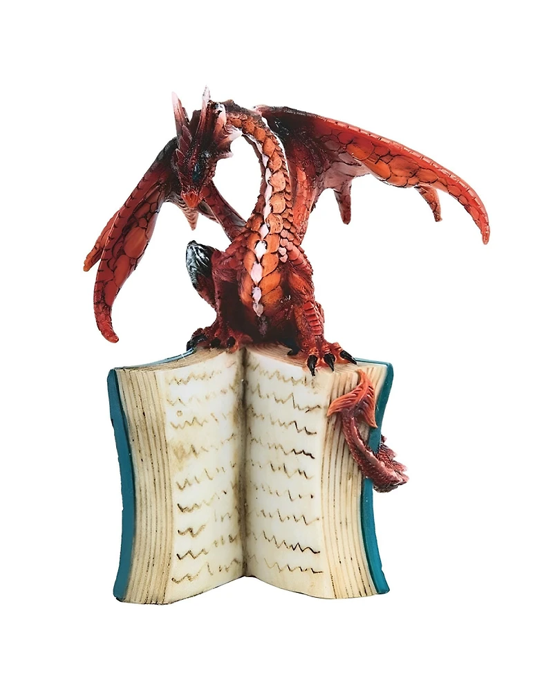 Fc Design "2-pc Set" 6"H Red/Orange Volcano Dragon Standing on an Open Books Figurine Statue Ornament Home Room Office Decor and Perfect Ideas for Hou