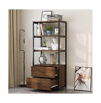 Tribesigns Bookcase, 4-Tier Bookshelf with 2 Drawers