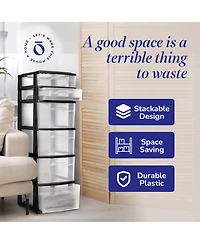 Homz 6-Drawer Plastic Bedroom & Closet Organizer Storage, Clear/Black Frame