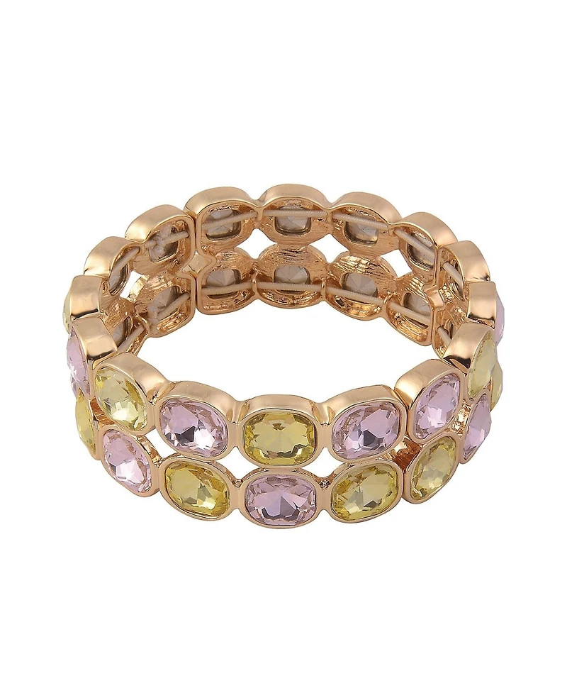 Laundry by Shelli Segal Pink and Green Faceted Stone Stretch Bracelet