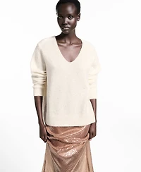 Mango Women's V-Neck Sequin Sweater