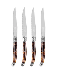 French Home Laguiole Connoisseur 4-Piece Steak Knife Set with Tortoise Handles