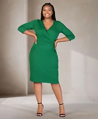 24seven Comfort Apparel Plus Size Wrap Dress