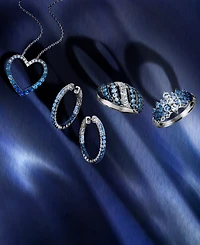 Le Vian Demin Ombre (1-1/20 ct. t.w.) & White Sapphire (1/20 ct. t.w.) Heart 20" Adjustable Pendant Necklace in 14k White Gold