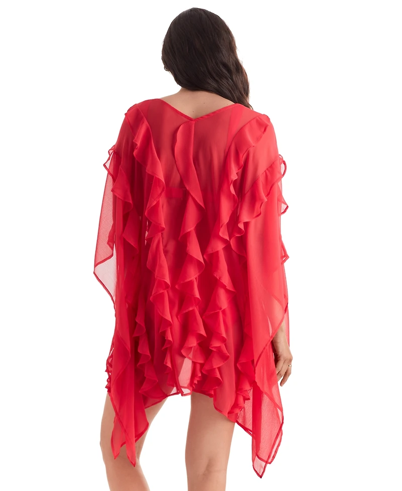 Mimi Flamingo Women's Breeze Ruffle-Trim Poncho Cover-Up