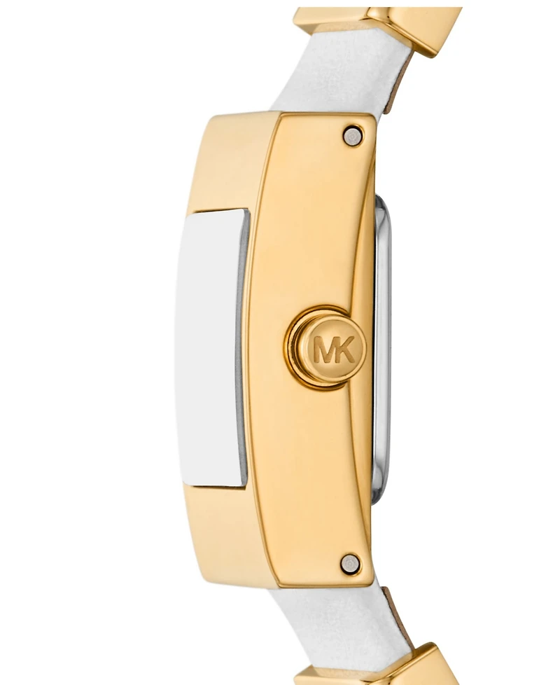 Michael Kors Women's Darrington Two-Hand White Leather Watch, 14mm