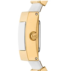 Michael Kors Women's Darrington Two-Hand White Leather Watch, 14mm