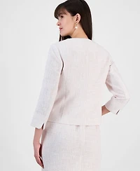 Kasper Women's Tweed Scalloped-Front 3/4-Sleeve Jacket