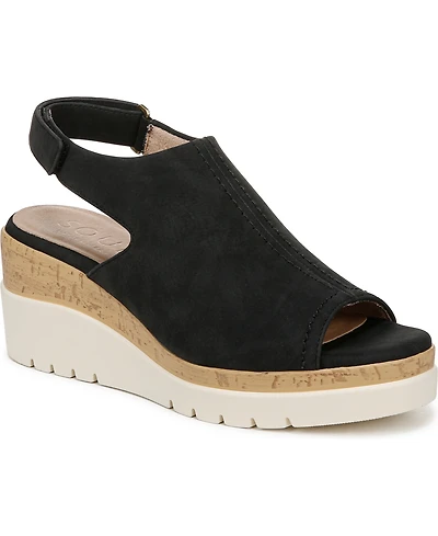 Soul Naturalizer Women's Giselle Peep Toe Slingback Wedge Sandals