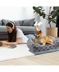Reserve Checkered Cuddler, Ultra-Soft & Elegant Pet Bed for Dogs & Cats, Designed for Comfort and Durability