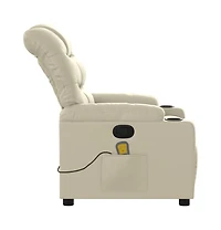 vidaXL Massage Recliner Chair Cream Faux Leather