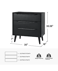 Hulala Home Zahira Mid-Century Modern 3 - Drawer Accent Chest with Solid Wood Handles and Legs
