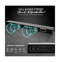 Pyle 35-Inch 2.1 Channel Convertible Soundbar, Wireless Bluetooth Speaker with Led Lights and Remote Control
