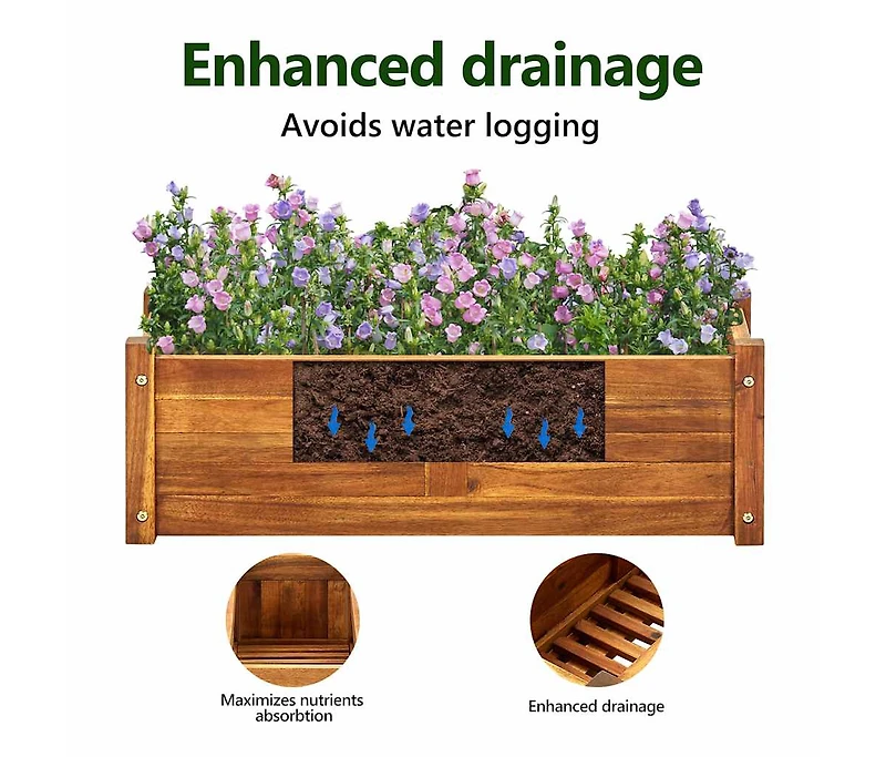 Garden Raised Bed Acacia Wood 29.9"x10.9"x9.8"