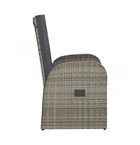 vidaXL Reclining Patio Chairs 2 pcs with Cushions Poly Rattan Gray