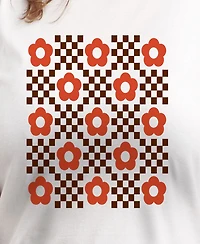 Hybrid Apparel Plus Trendy Checkered Flower Graphic Crew Neck T-Shirt