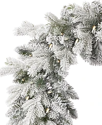 Seasonal 9ft Shadow Woods Flocked Spruce Wreath, 50 Warm Led Lights