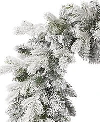 Seasonal 9ft Shadow Woods Flocked Spruce Wreath, 50 Warm Led Lights