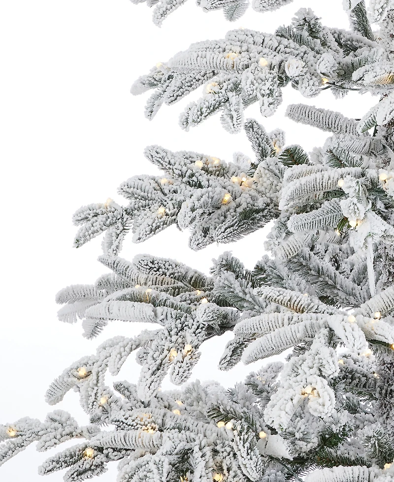 Seasonal 7.5ft Jackson Flocked Pine Tree, 600 Warm Led Lights