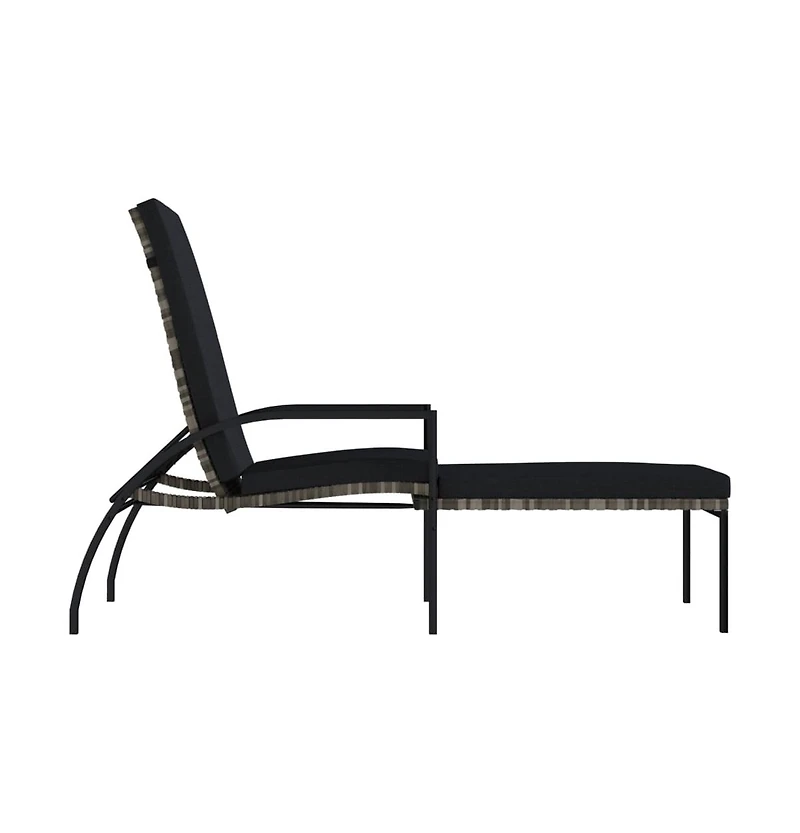 vidaXL Sun Lounger with Footrest Pe Rattan Gray