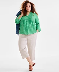 Style & Co Plus Printed Pintuck Blouse, Exclusively at Macy's