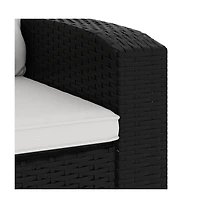 Patio Reclining Chair with Cushions Black Poly Rattan