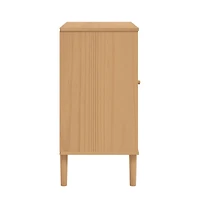 Sideboard Senja Rattan Look Brown 31.5"x15.7"x31.5" Solid Wood Pine