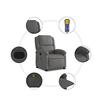 vidaXL Massage Recliner Chair Gray Real Leather