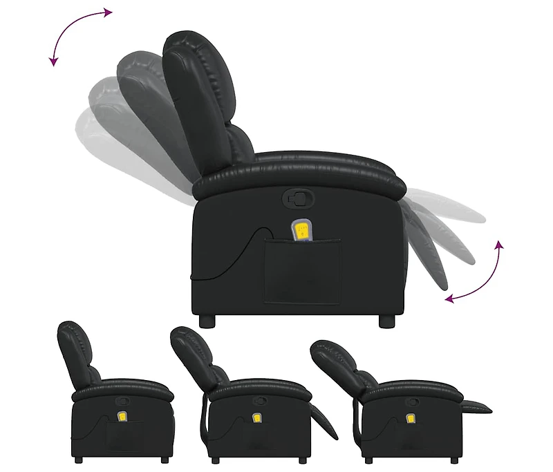 Massage Recliner Chair Black Faux Leather