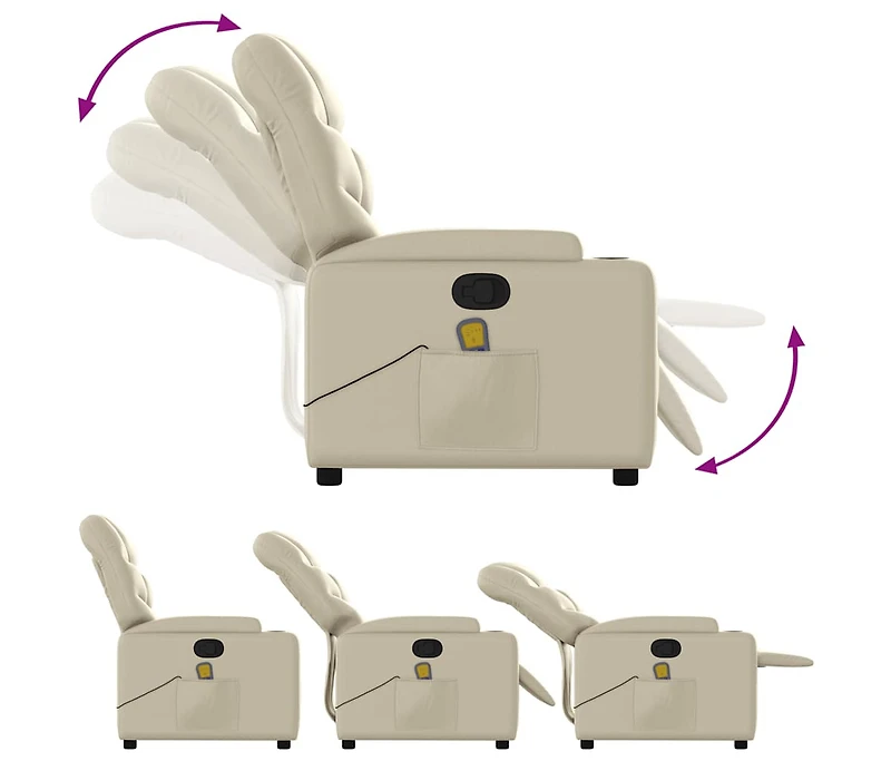 Massage Recliner Chair Cream Faux Leather