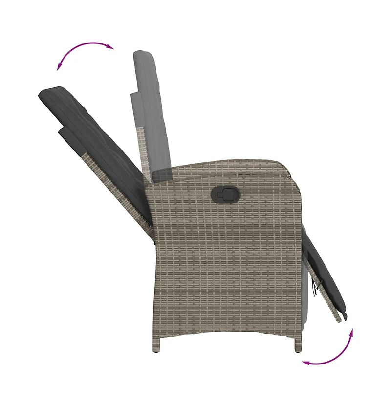 vidaXL 3 Piece Bistro Set with Cushions Gray Poly Rattan
