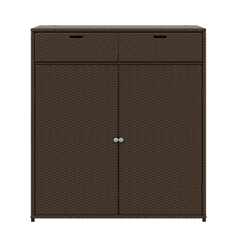 vidaXL Patio Storage Cabinet Brown 41.3"x21.7"x44.5" Poly Rattan