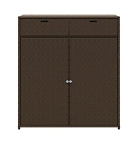 vidaXL Patio Storage Cabinet Brown 41.3"x21.7"x44.5" Poly Rattan