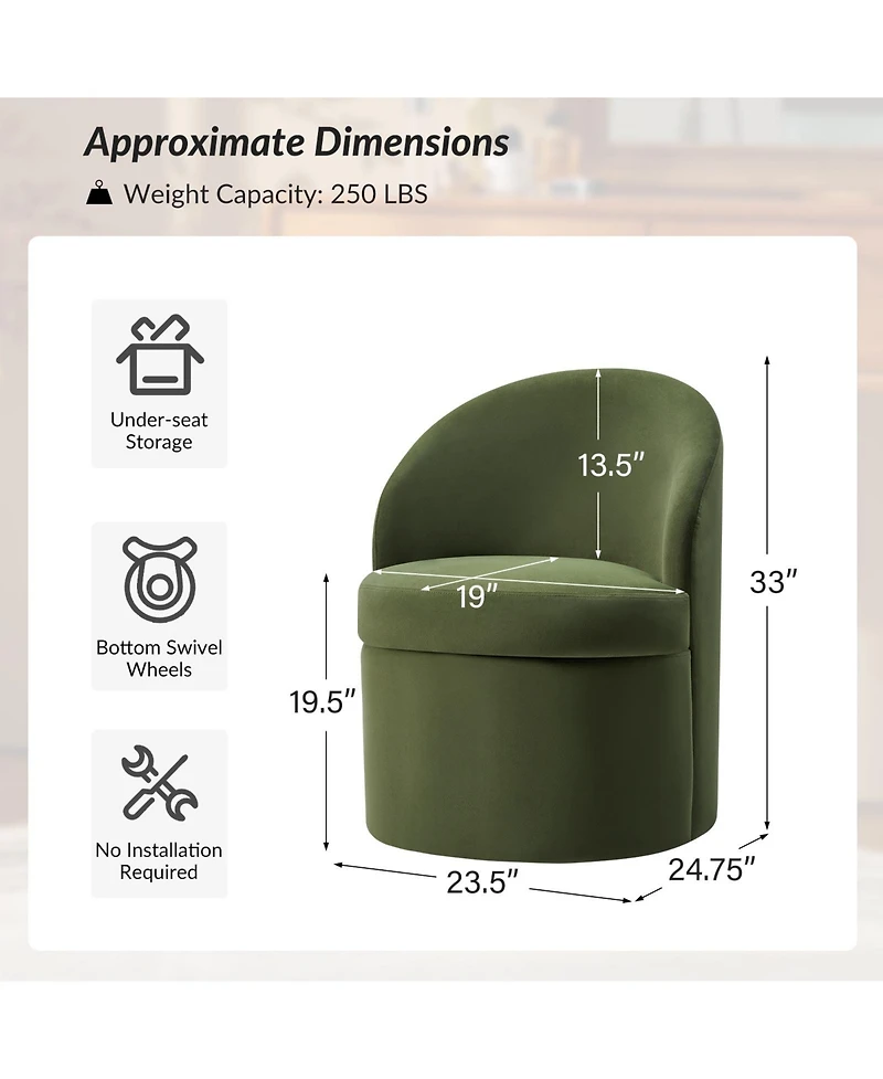 Hulala Home Arlene Modern Dining Chair with Storage Space