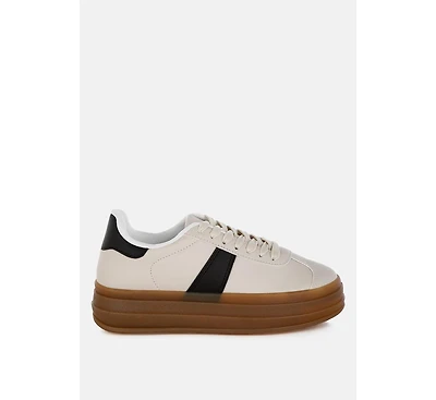 Knockout Faux Leather Lace-Up Sneakers Women