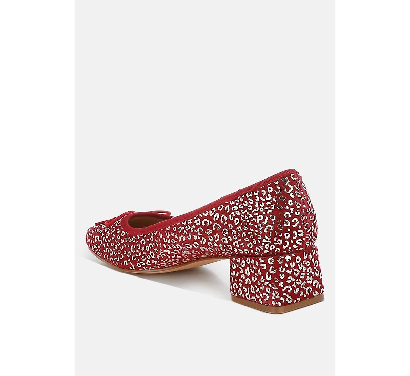 Ningen Leopard Print Block Heel Ballerinas