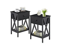 Slickblue Set of 2 Rustic Nightstands - 1 Drawer Design in Warm Wood Finish