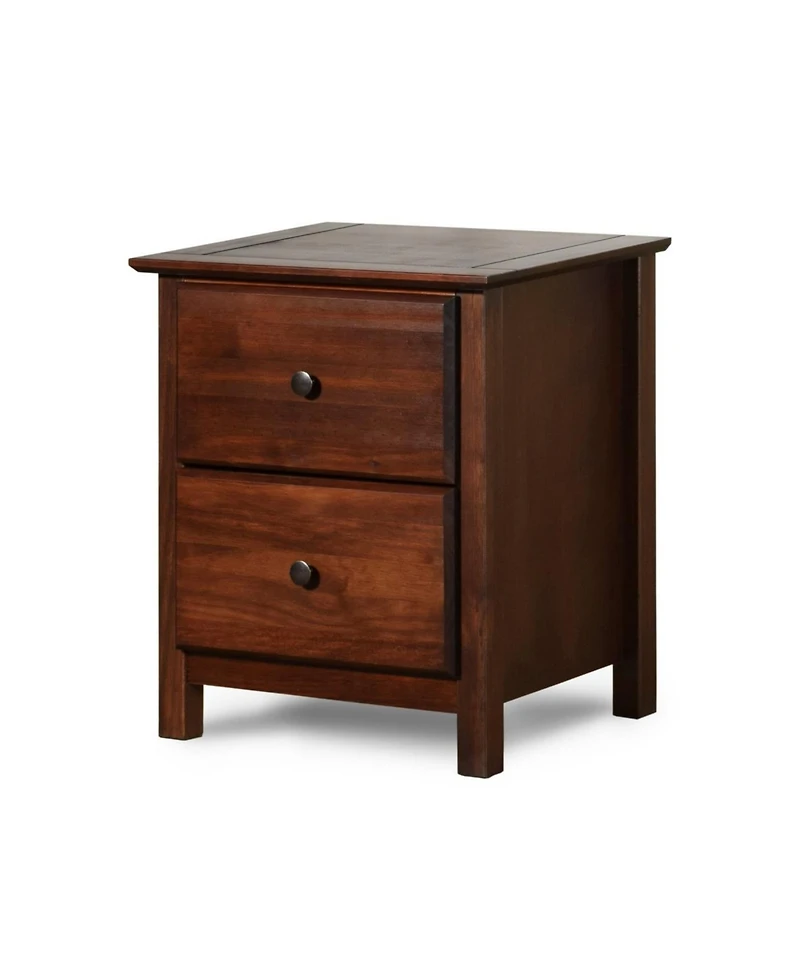 Solid Wood Nightstand with 2 Drawers – Farmhouse Style Bedroom Storage Table Rustic Finish