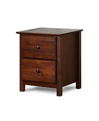 Solid Wood Nightstand with 2 Drawers – Farmhouse Style Bedroom Storage Table Rustic Finish